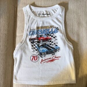 Aeropostale White Tank Top with Car Graphic